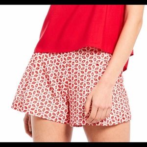 Cremieux Shorts Plus Size 14 Hi-Rise Red & White Shayla Eyelet High Waist NWT
